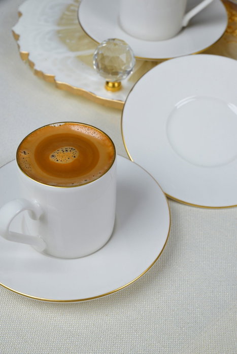 Hermia Hayal Altın Juego de tazas de café Blanco y dorado